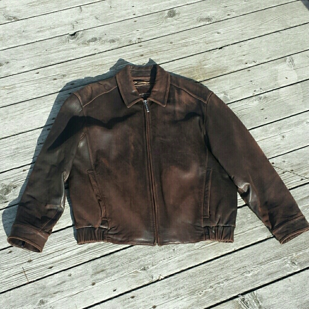 Andrew Marc brown leather jacket